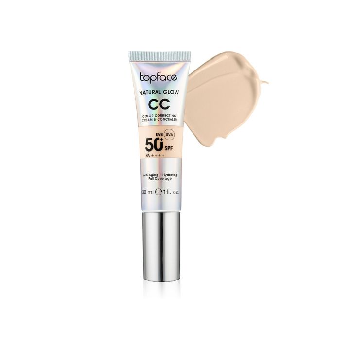 سی‌ سی کرم تاپ فیس SPF 50 مدل نچرال گلو  شماره 002 حجم 30ml اورجینال