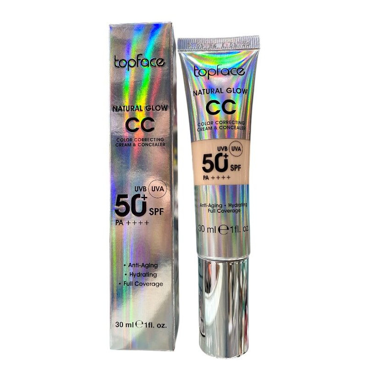 سی سی کرم تاپ فیس SPF 50 مدل نچرال گلو شماره 001 حجم 30ml اورجینال