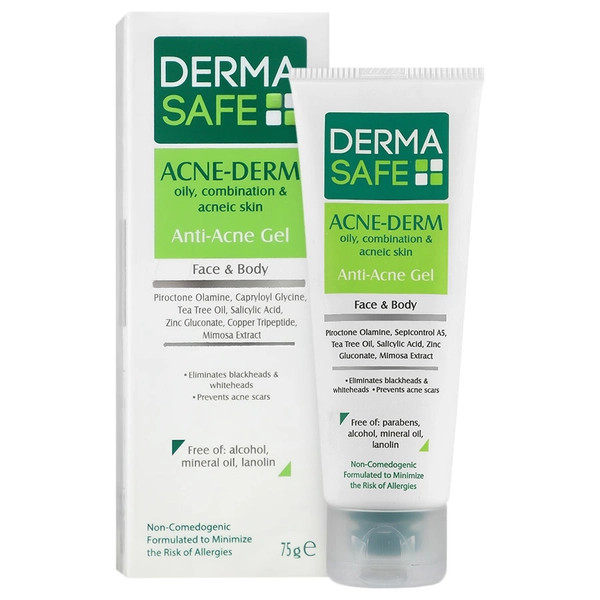 ژل ضد جوش آکنه و برطرف کننده جای جوش درماسیف مناسب پوستهای چرب و مختلط آکنه دار صورت و بدن 75میل