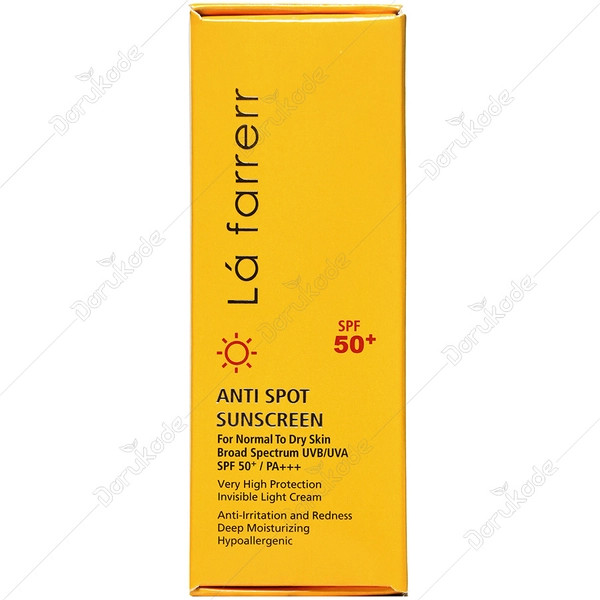 کرم ضد آفتاب بی رنگ لافارر مدل SPF50 مناسب پوست خشک و نرمال حجم 40 میلی لیتر
