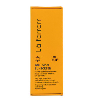 کرم ضد آفتاب و ضد لک بیرنگ پوست چرب و مستعد آکنه SPF50 لافارر بافت سبک و مات 40 میل