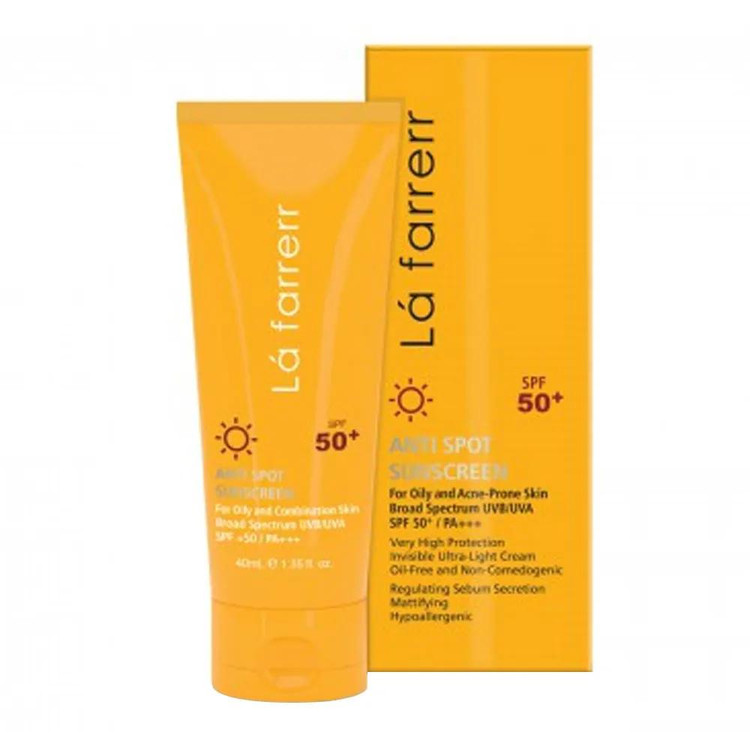 کرم ضد آفتاب و ضد لک بیرنگ پوست چرب و مستعد آکنه SPF50 لافارر بافت سبک و مات 40 میل