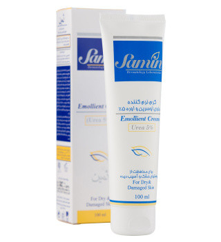 کرم نرم و مرطوب کننده ثمین حاوی اوسرین و اوره 5% حجم 100 میلی لیترمناسب پوست خشک و زبر مستعد خارش